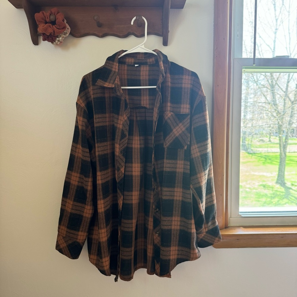 Plaid Flannel Shirt in Black and Brown